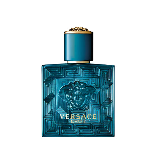 Versace Eros perfume bottle on a light gray background